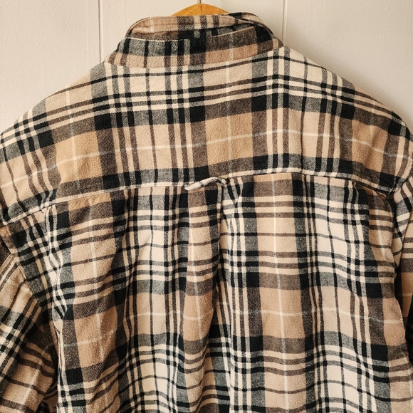 Cactus Clothing Men’s Button Down Shirt Size Large Tan Black Plaid 100% Cotton L - Picture 9 of 9